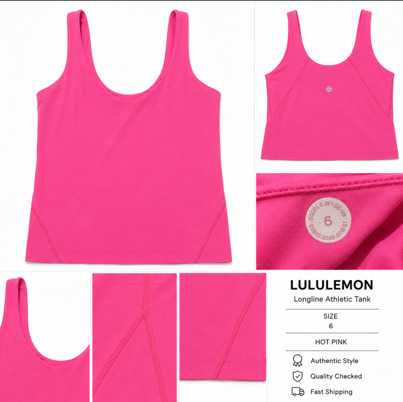 Lululemon Women's  Longline Athletic Tank- Hot Pink- Size 6