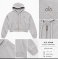 Alo Yoga Gray Full-Zip Cropped Hoodie